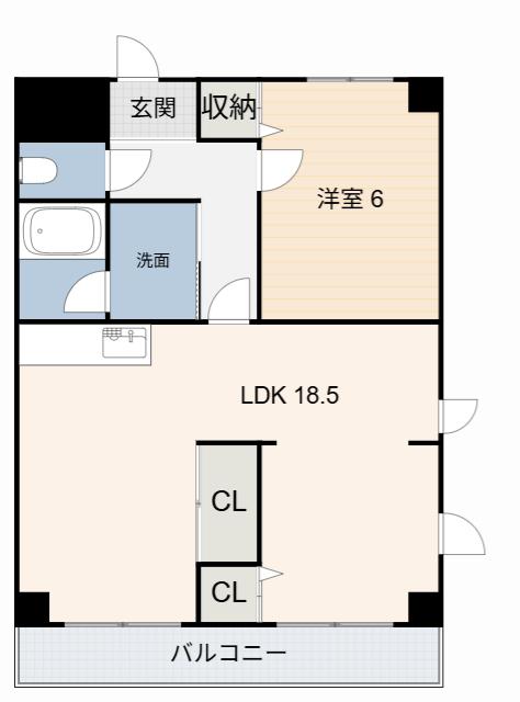 レビュー横山(1LDK/2階)の間取り写真