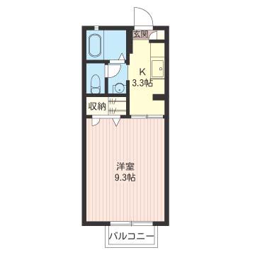 シャルム・コート高橋B(1K/2階)の間取り写真