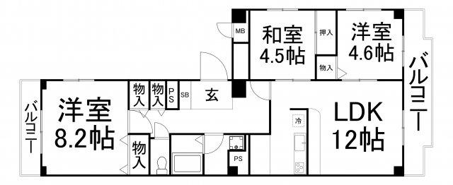 MRM北梅田(3LDK/2階)の間取り写真