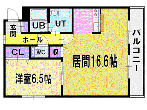 アビタシオン厚別中央(1LDK/2階)の間取り写真