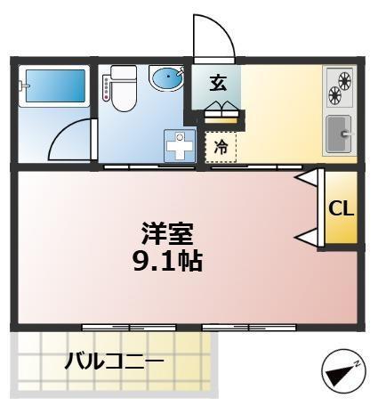 APARTMENT風音(1K/2階)の間取り写真