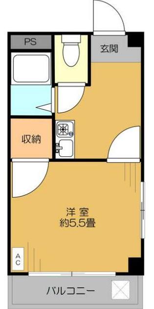 メゾン平間Ⅱ(1K/2階)の間取り写真