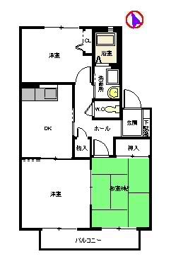 ディアス駅前 (2LDK/2階)の間取り写真