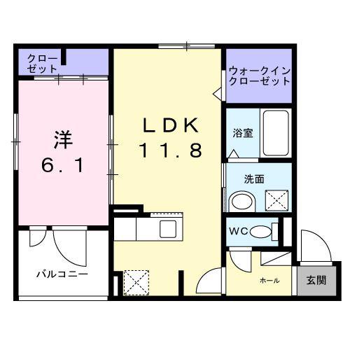 ハピネスジュエル(1LDK/2階)の間取り写真
