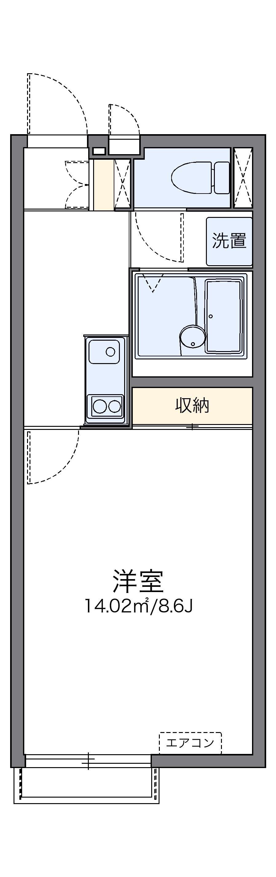 レオネクストルミエール N(1K/2階)の間取り写真