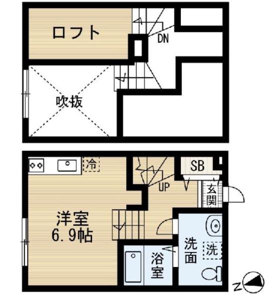 CUBE西所沢(ワンルーム/2階)の間取り写真