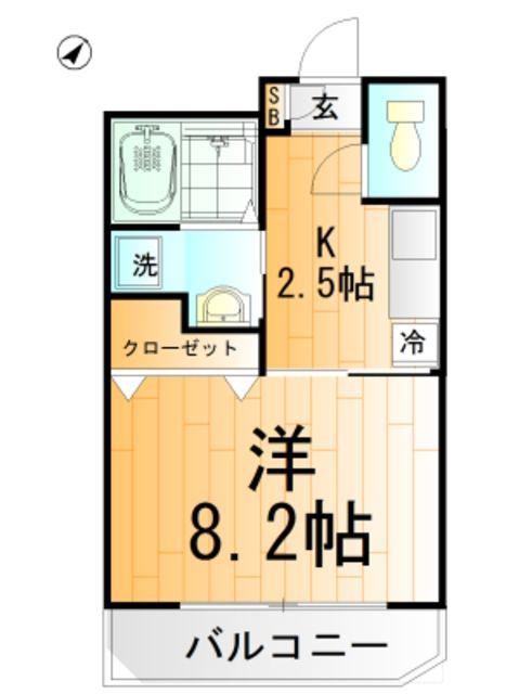 ガーデンコート青葉の森(1K/2階)の間取り写真