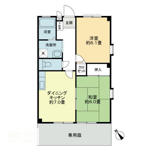 フォブール川津 D棟(2DK/2階)の間取り写真