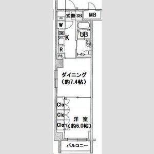 フィース水天宮前(1DK/3階)の間取り写真