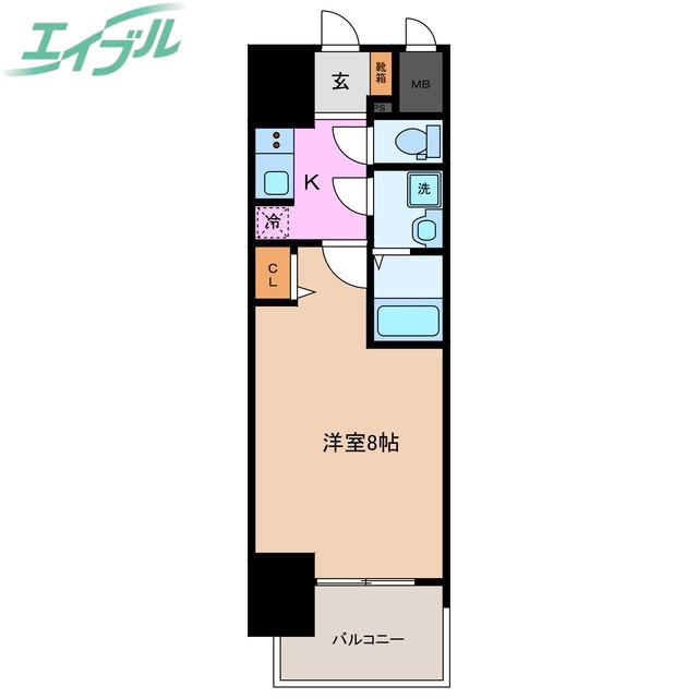 S-RESIDENCE四日市元町(1K/8階)の間取り写真