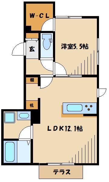 ドミール ソレイユ(1LDK/1階)の間取り写真