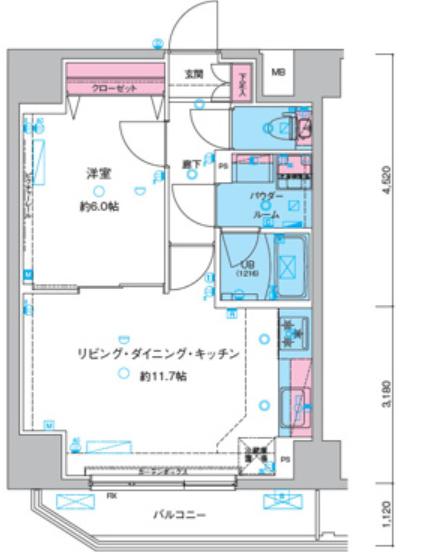GENOVIA三ノ輪IIISKYGARDEN(1LDK/5階)の間取り写真