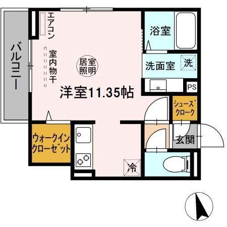 ジュネ きさら津 (ワンルーム/2階)の間取り写真