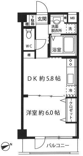 マサルコーポ(1DK/5階)の間取り写真