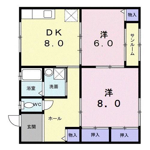 パークハイム平島(2DK/2階)の間取り写真