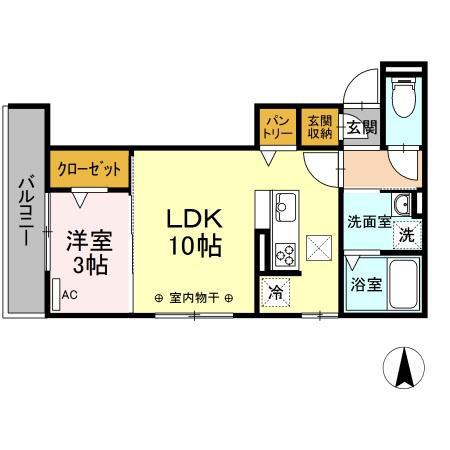 グランヴィア加納徳川(1LDK/2階)の間取り写真