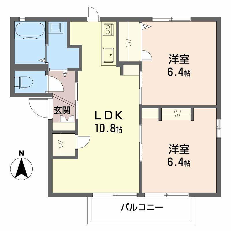 フォーレス石坂(2LDK/2階)の間取り写真