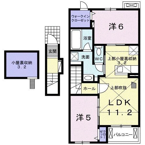 モンテリッチレジデンス甲府(2LDK/2階)の間取り写真