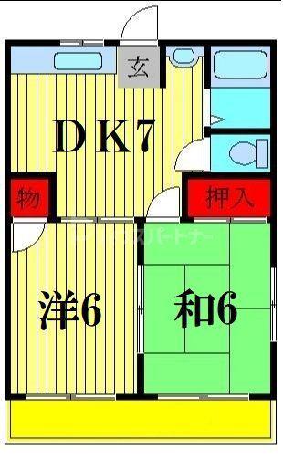 金子ハイツ(2DK/2階)の間取り写真