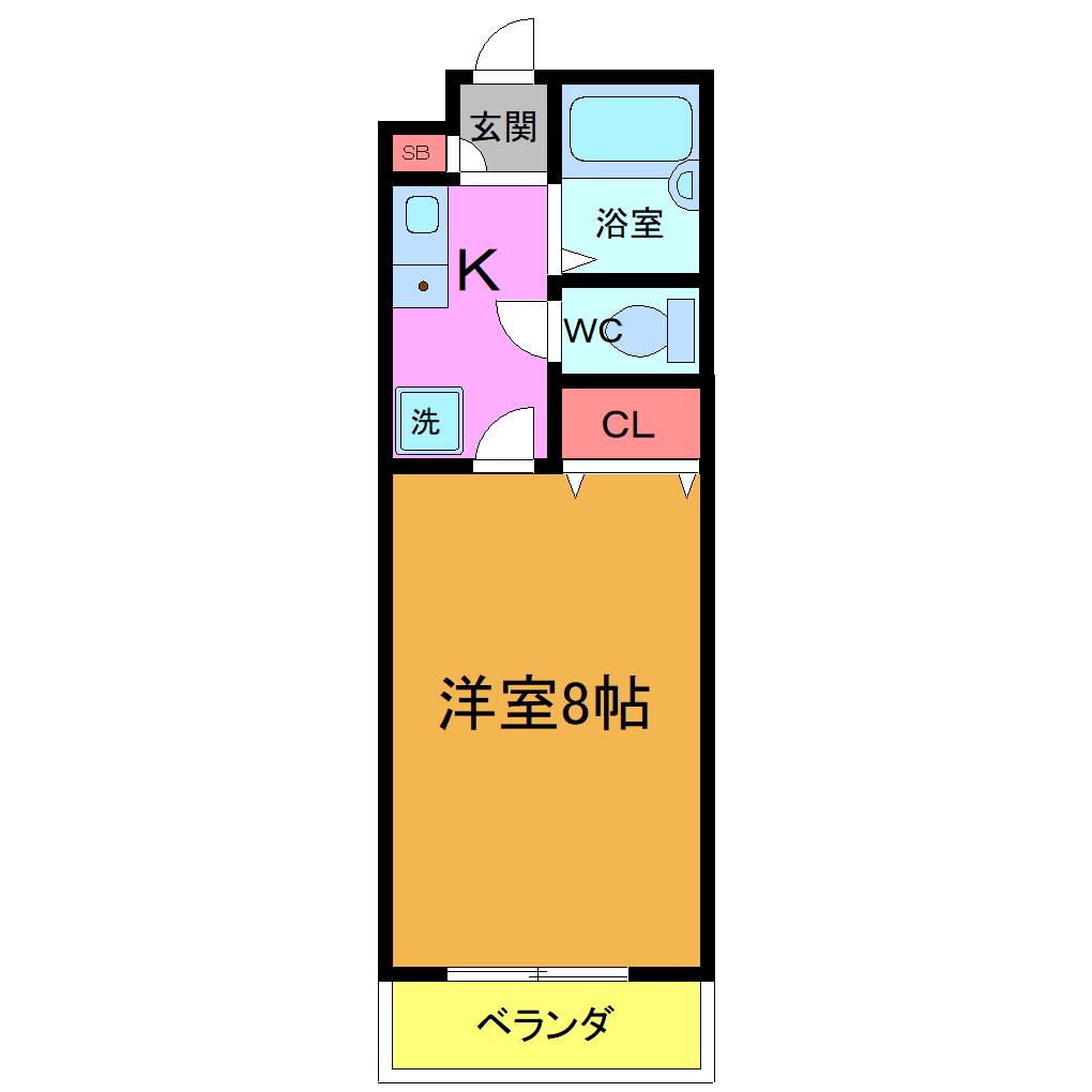 ヴィオラ(1K/4階)の間取り写真