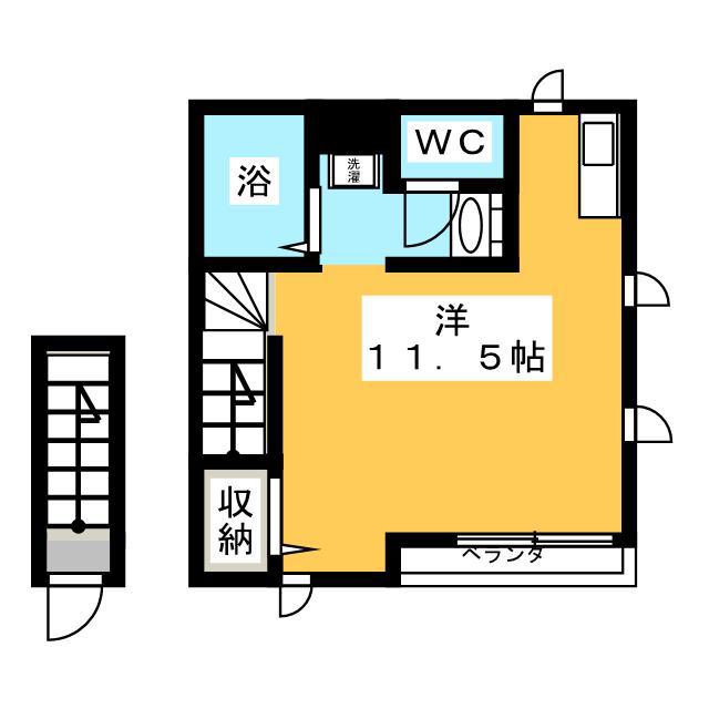 エスポワール1(ワンルーム/2階)の間取り写真