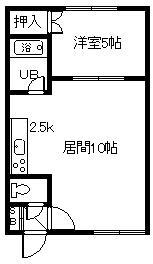 カサグレースB(1LDK/2階)の間取り写真
