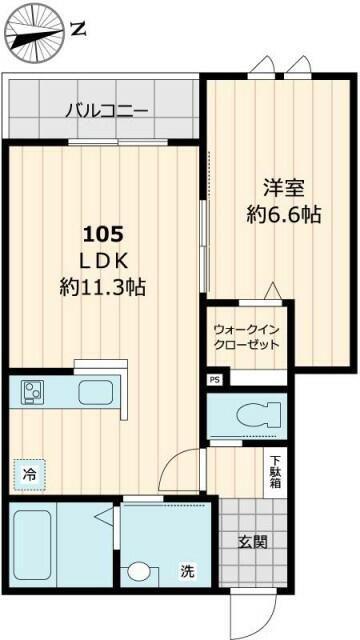 メゾンベベ(1LDK/1階)の間取り写真