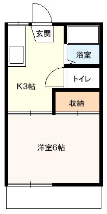 桜コーポB(1K/2階)の間取り写真