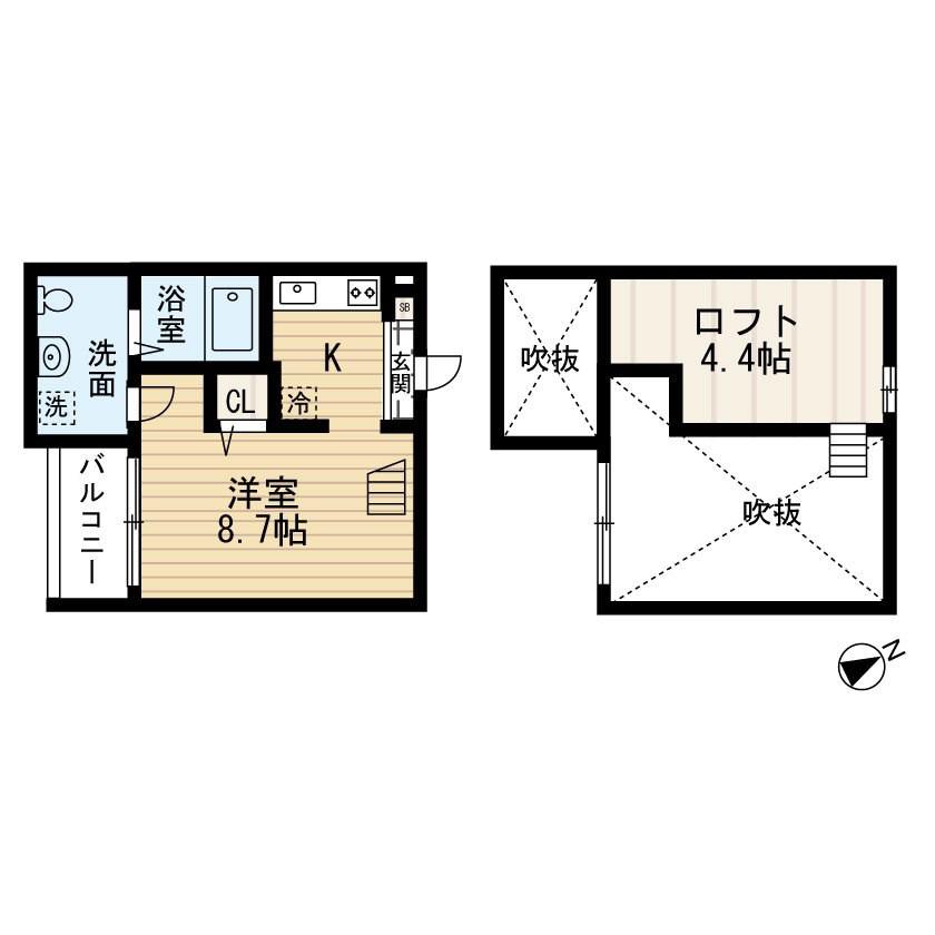 ARIA(1K/2階)の間取り写真