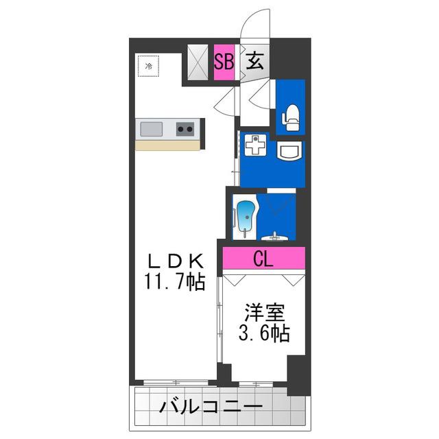 DOUBLE NINE RESIDENCE 天王寺南(1LDK/10階)の間取り写真