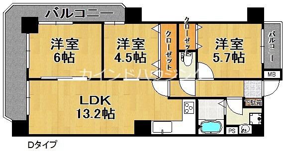 クリア・クレセント住之江(3LDK/2階)の間取り写真