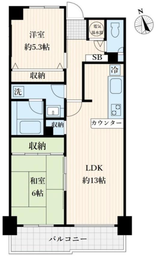 アミ浜田山(2LDK/1階)の間取り写真