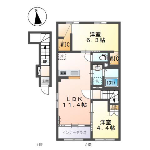 プレタージュ(2LDK/2階)の間取り写真