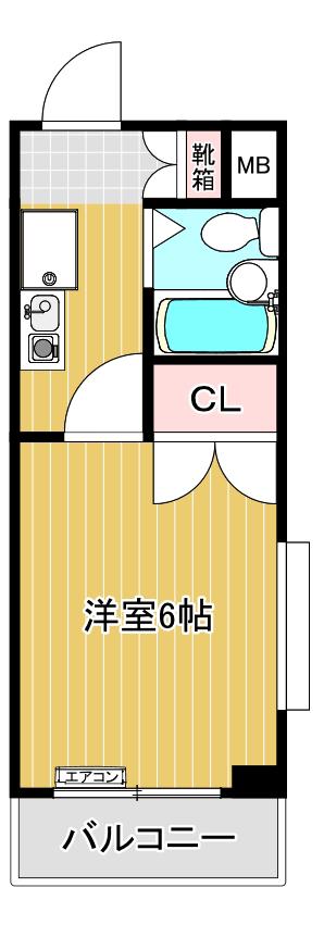 ABマンション(1K/4階)の間取り写真