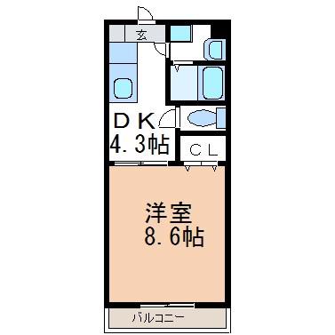 TS-MINDⅡ(1DK/3階)の間取り写真