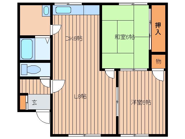 ハイツ川吉A(2LDK/2階)の間取り写真