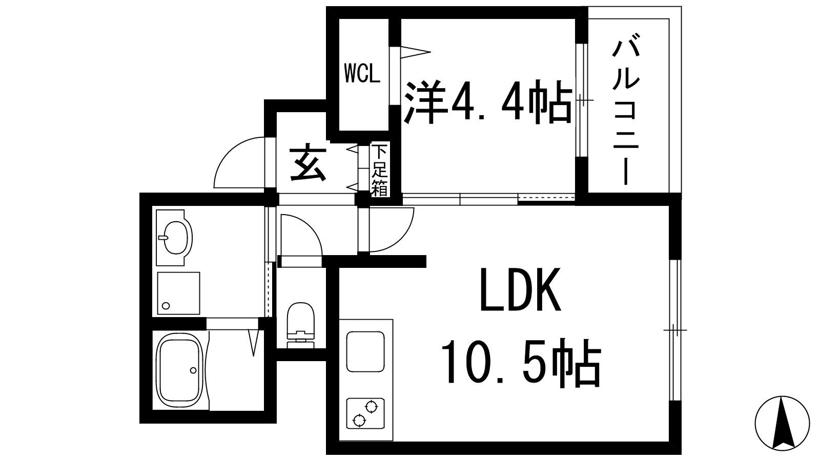 B♭ KAWANISHI(1LDK/5階)の間取り写真