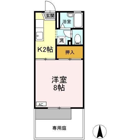 ロジュマンI(1K/1階)の間取り写真