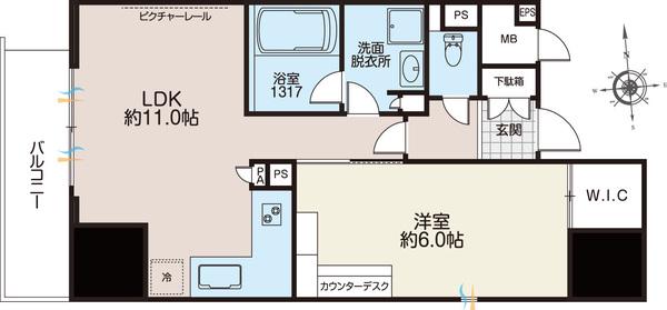 ライオンズフォーシア秋葉原イースト(1LDK/6階)の間取り写真