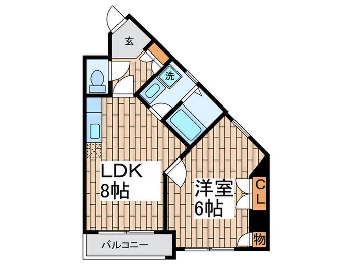 ロータスフラットII(1LDK/5階)の間取り写真