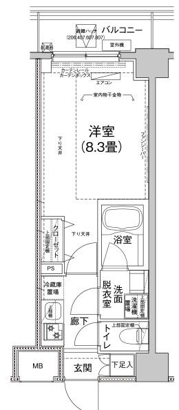 アイル グランデ川崎(1K/2階)の間取り写真