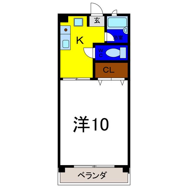 グリーンハイツ3号(1DK/5階)の間取り写真