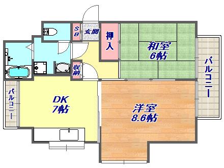 シティライフしのはら(2DK/3階)の間取り写真