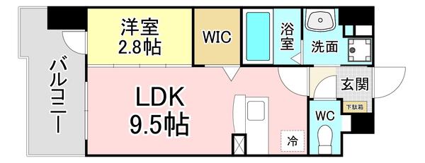 グランヒルズ戸畑(1LDK/11階)の間取り写真
