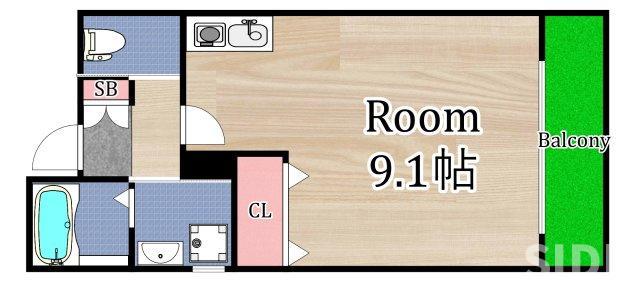 ルミナス滝井(1K/3階)の間取り写真