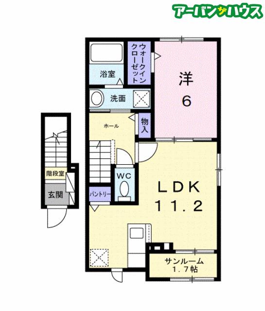 パレスコーネリアI(1LDK/2階)の間取り写真