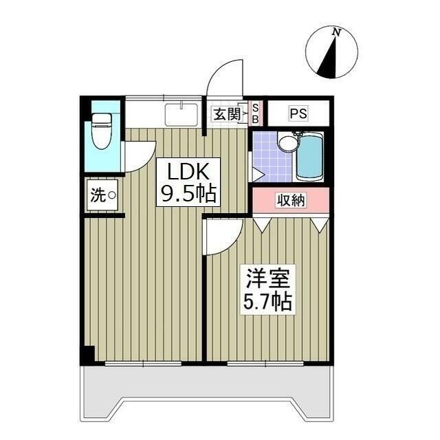 サンシティ末広(1LDK/3階)の間取り写真