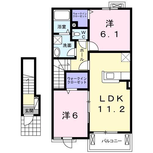 エトワール(2LDK/2階)の間取り写真