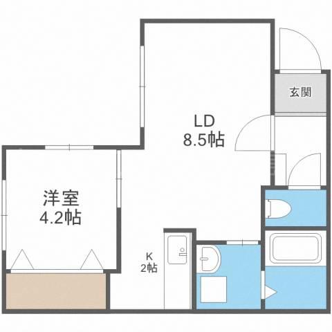 RIRUJYU HIRAGISHI(1LDK/4階)の間取り写真