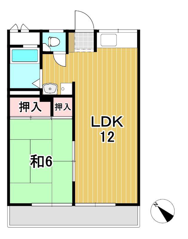 サンパール葉月(1LDK/2階)の間取り写真